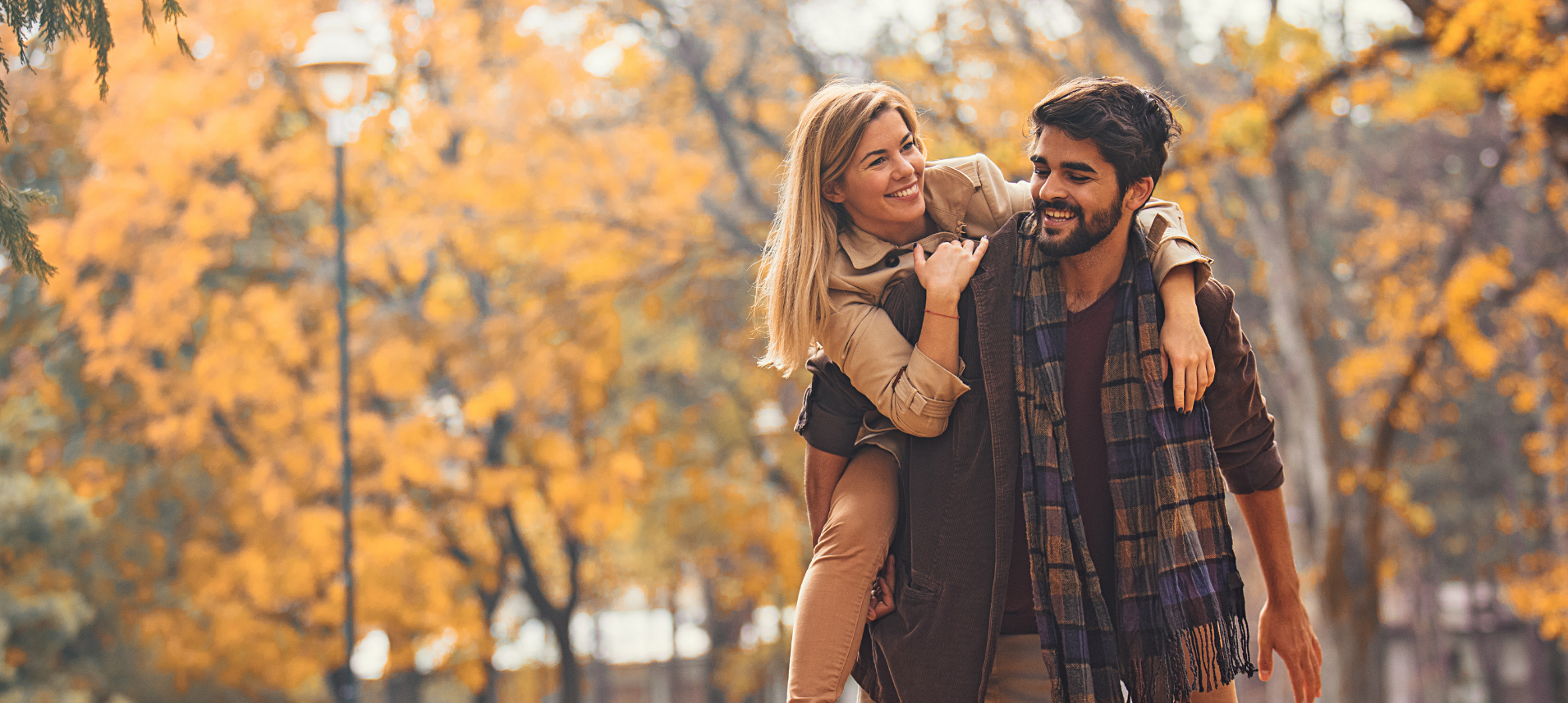 happy couple in autum