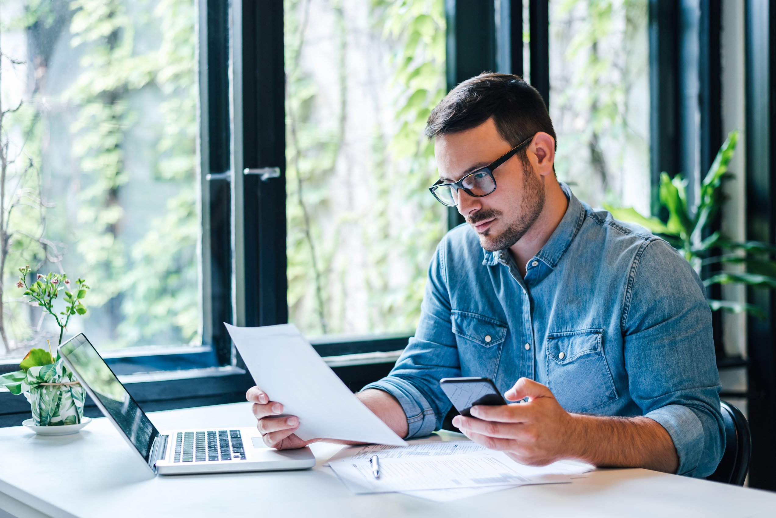Man Looking At Computer