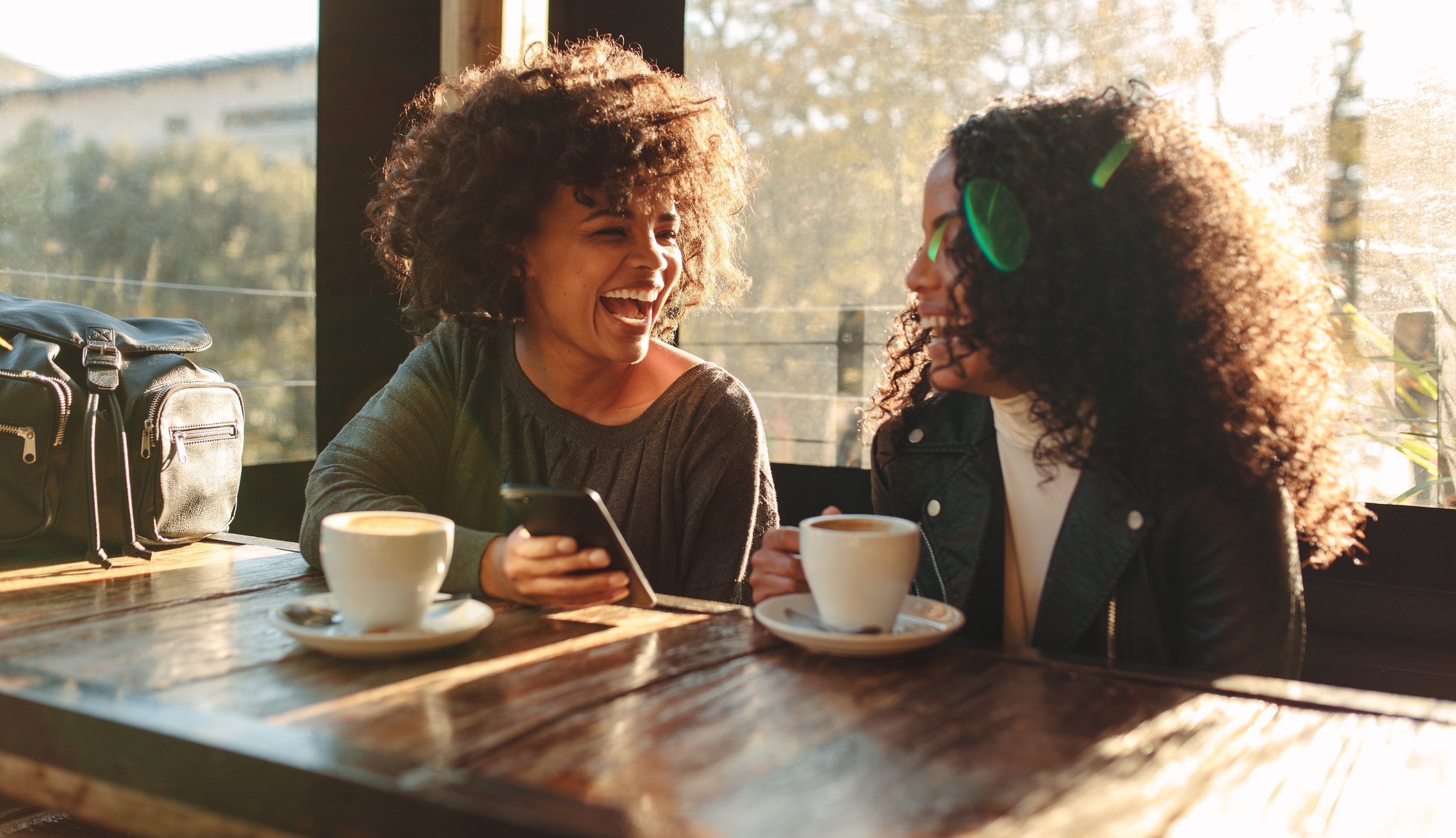 Two women at coffee shop