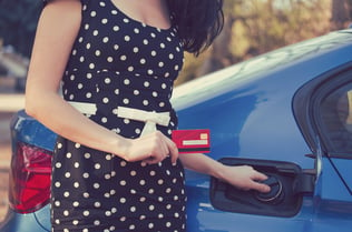 Credit card at gas pump